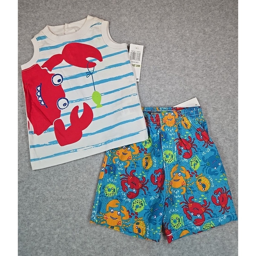 Kids Headquarters Baby Boy Summer Outfit Set‎ Size 3 6 mos Short Sleeve Lobster